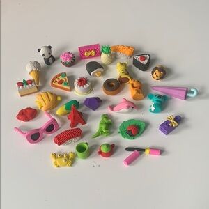 Huge novelty eraser lot - 32 fun erasers